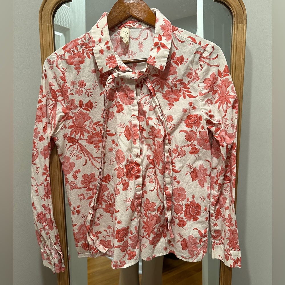 Sézane Floral Button-Up Blouse